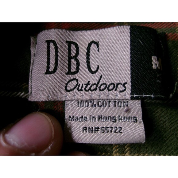 DBC Outdoors Shirt Men Medium Green Plaid Flannel Rugged Camp Causal Workwear - Picture 6 of 9